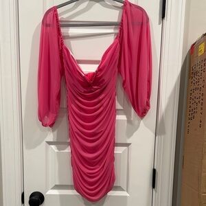 Elegant Pink Ruched Dress